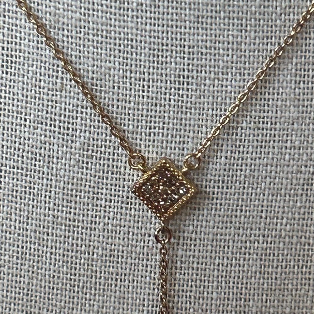 Rarities Carol Brodie 0.5 ctw CHAMPAGNE DIAMOND Lace Y Drop Necklace NWT - Picture 8 of 11